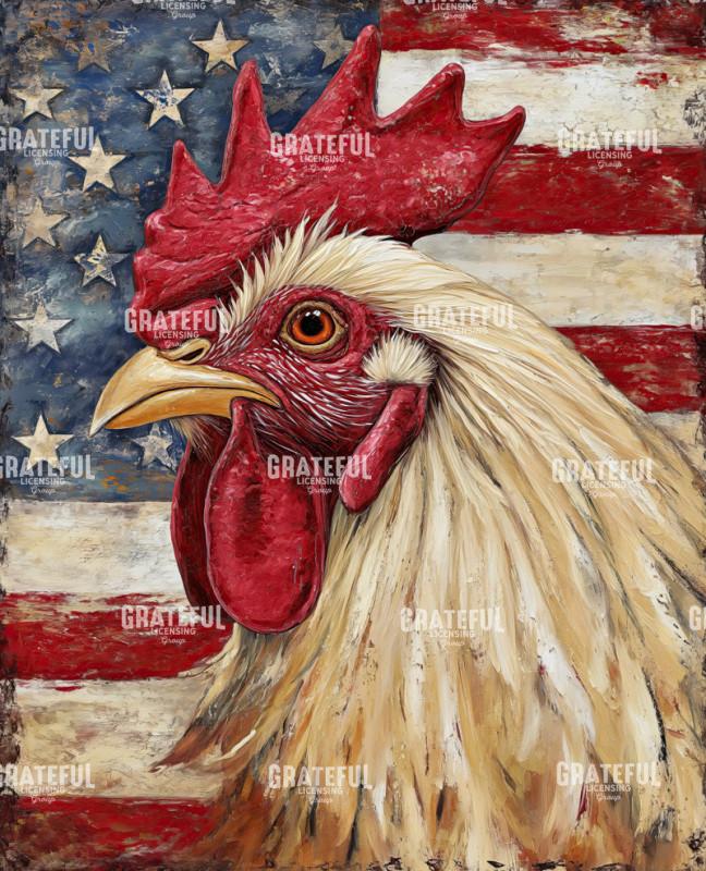 Rooster American Flag