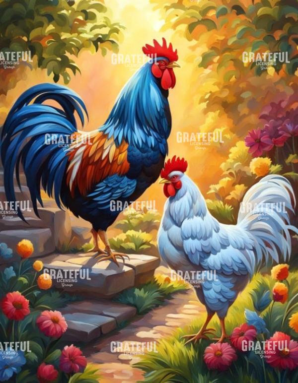 Morning Colorful Roosters