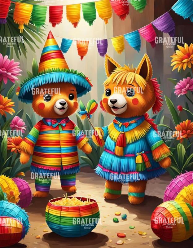 Rainbow Llamas With Pinatas
