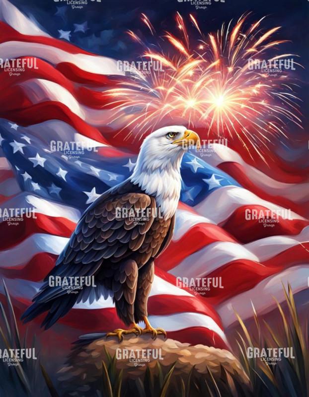 Bald Eagle and Flag