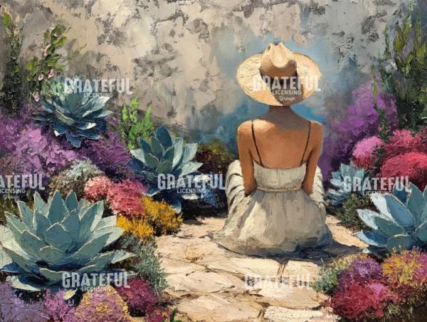 Desert Woman And Her Succulents
