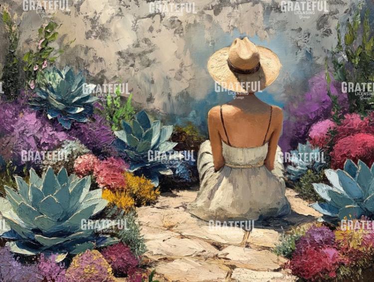 Desert Woman And Her Succulents