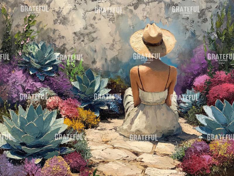 Desert Woman And Her Succulents