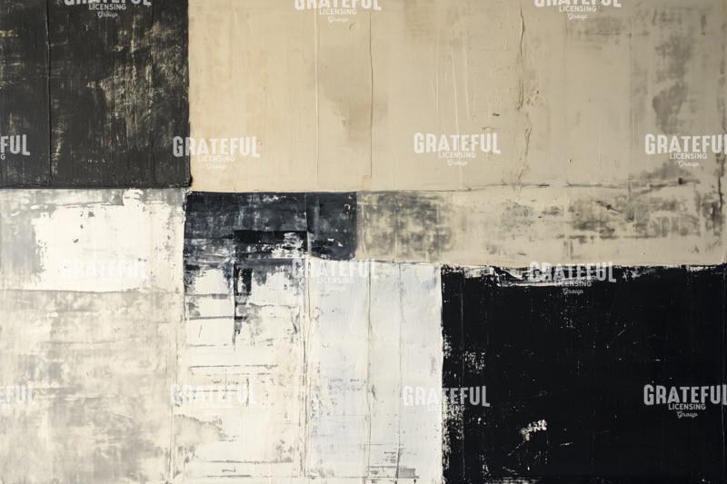 Beige Black Abstract Checker