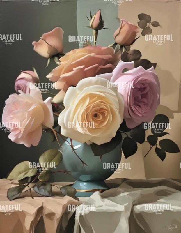 Roses in a Blue Vase