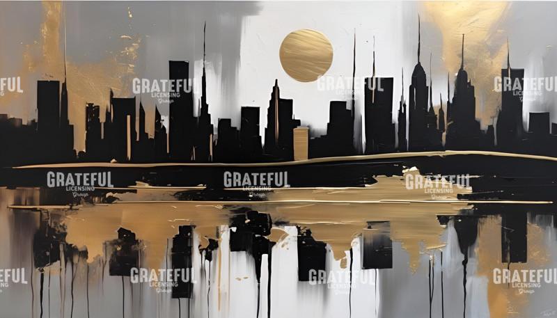 Sunset Skyline in Gold