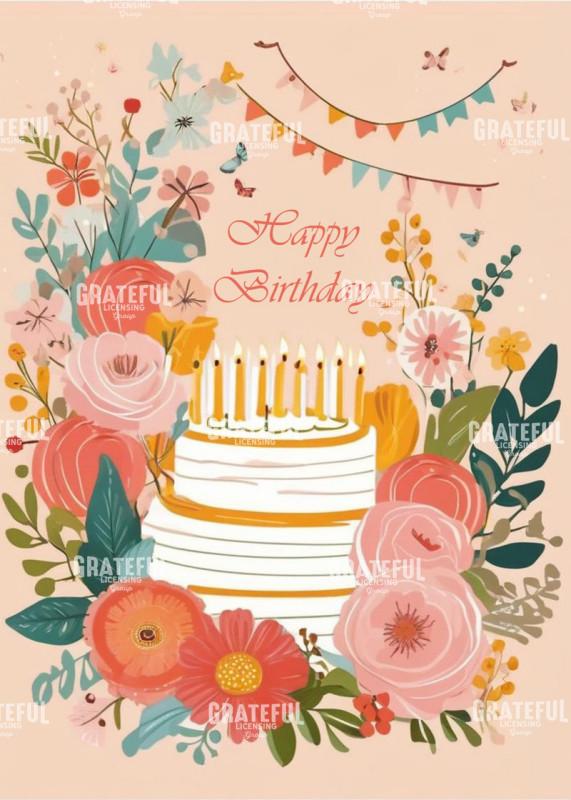 Pretty Flowers and Birthday Cake