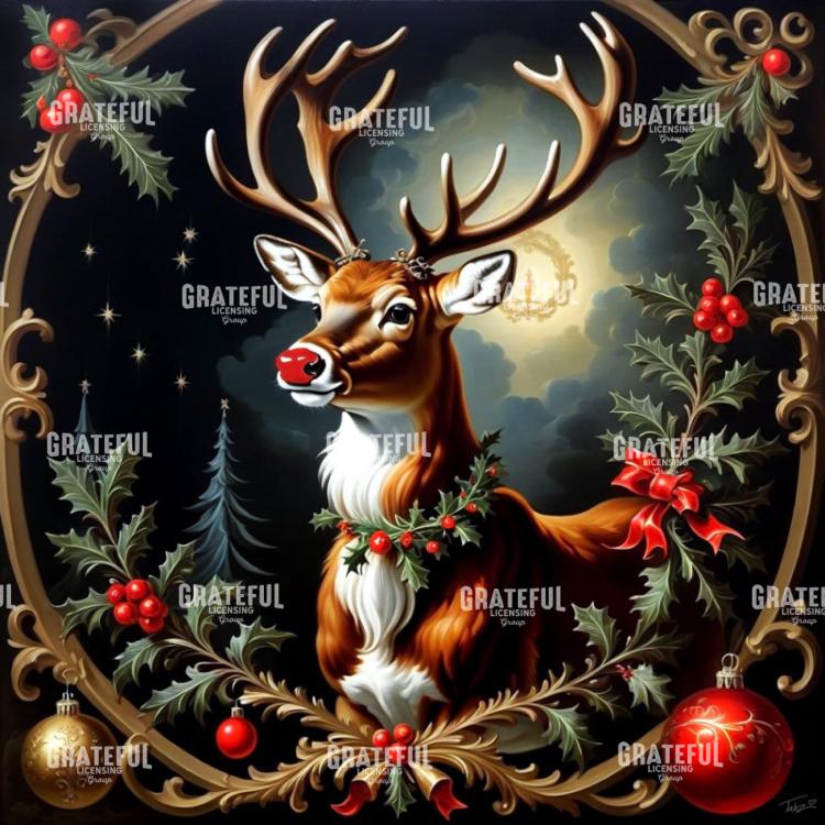Rudolph in Gold Frame
