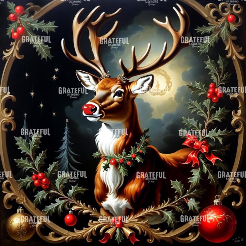 Rudolph in Gold Frame
