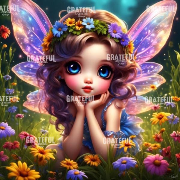 Spring Flower Fairies leaning on hands