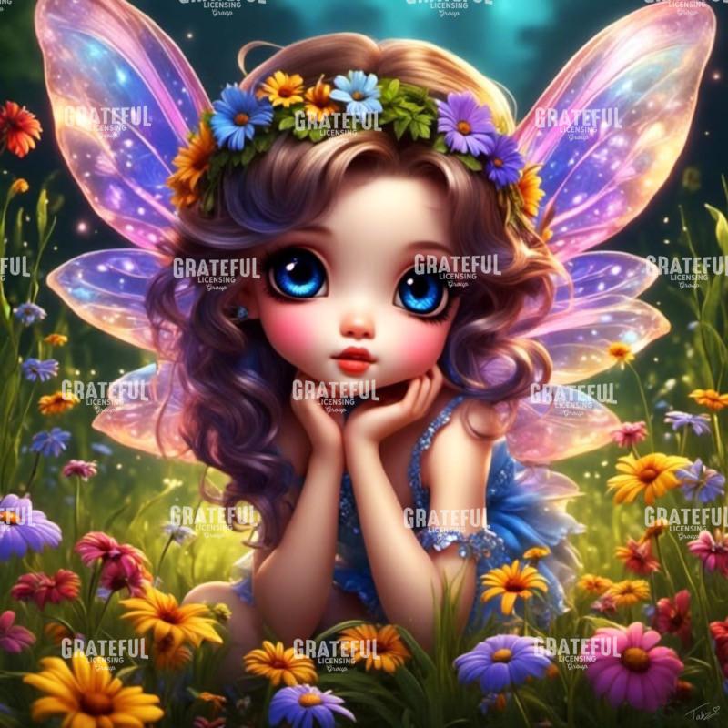 Spring Flower Fairies leaning on hands