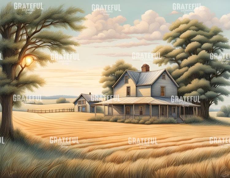 Vintage Farmhouse Summer Wheat Fields