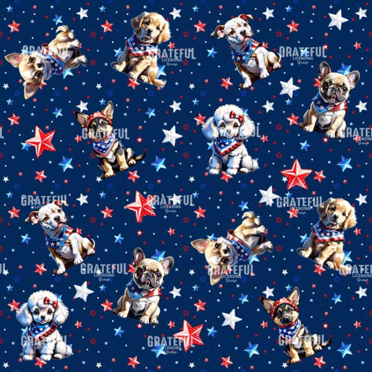 Patriotic Puppies on a Starfield