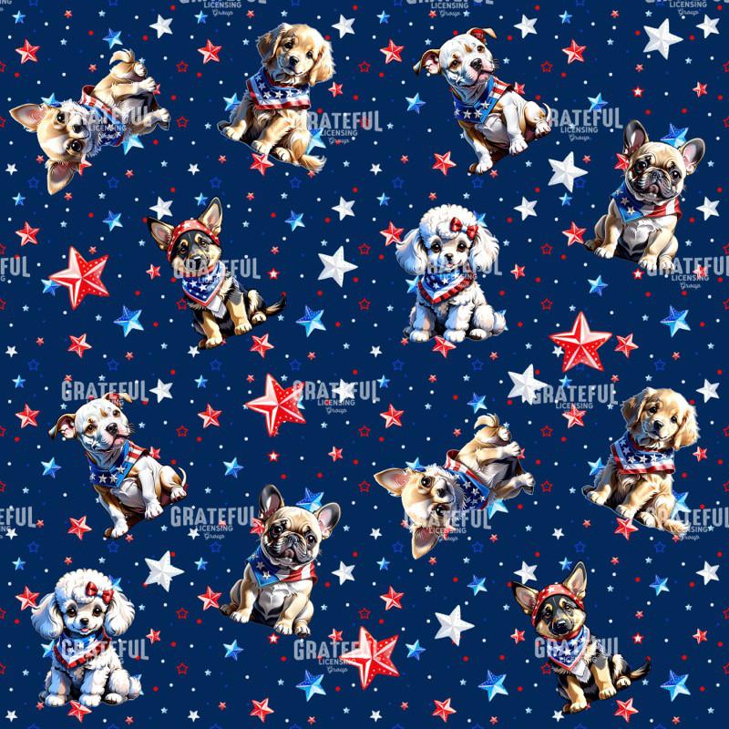 Patriotic Puppies on a Starfield