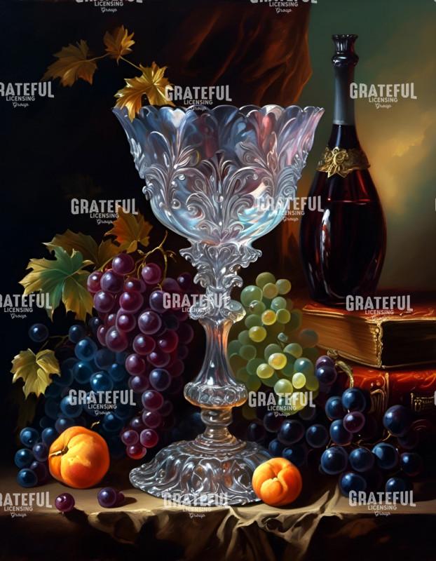 Crystal Goblet with Grapes