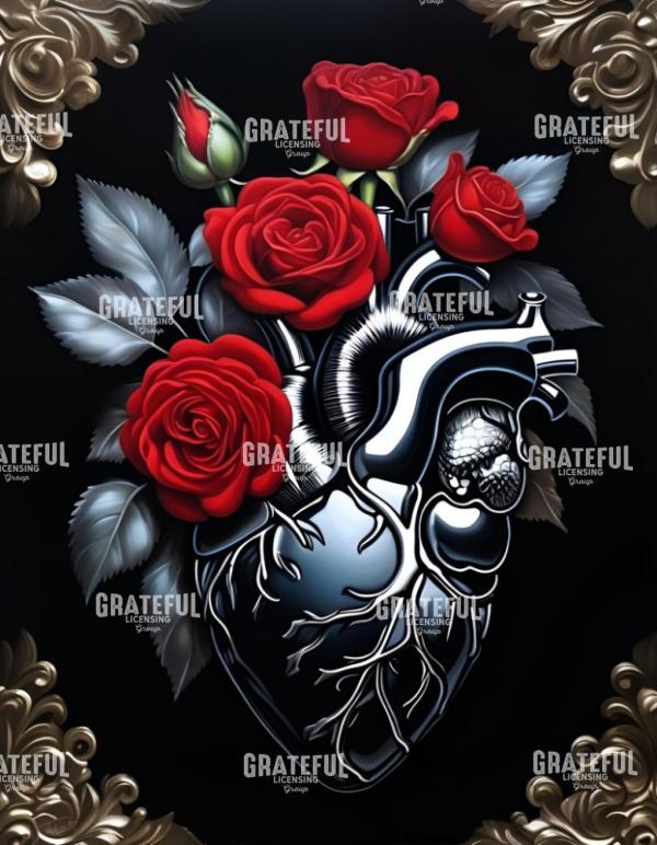 Anatomical Heart and Roses