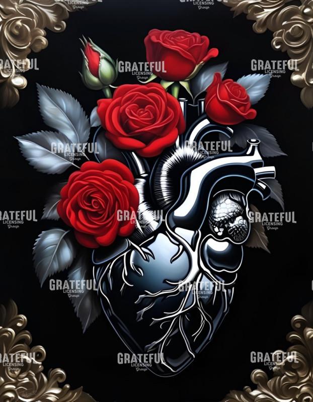 Anatomical Heart and Roses