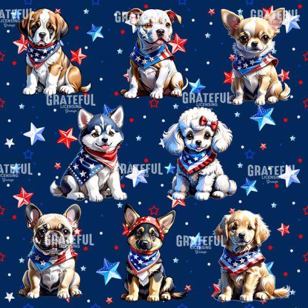 Patriotic Puppies on a Starfield
