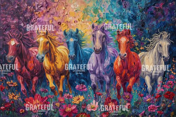 Vibrant Wild Horses