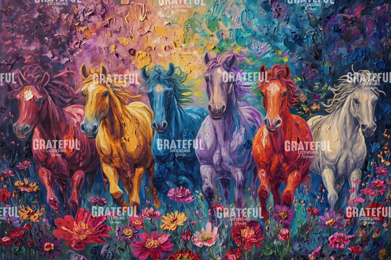 Vibrant Wild Horses