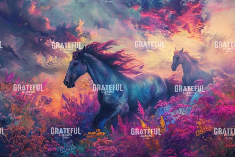 Wild Horses Rainbow Field