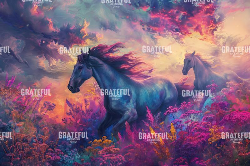 Wild Horses Rainbow Field