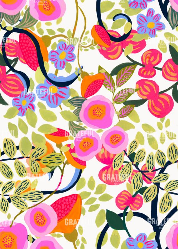 Navy Vine Repeat Pattern