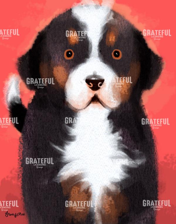 Puppy Dog on Red