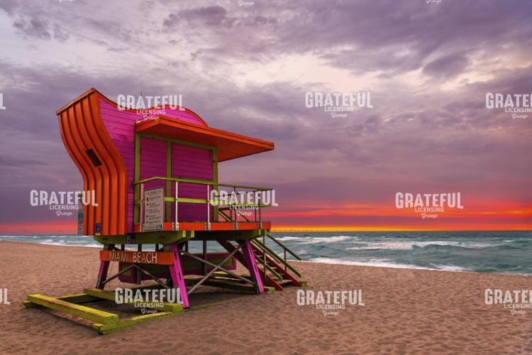 Retro 15th Street Lifeguard Station at Sunrise