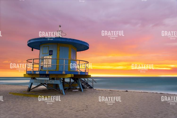 Sunrise Over Lincoln Road Lifeguard Station
