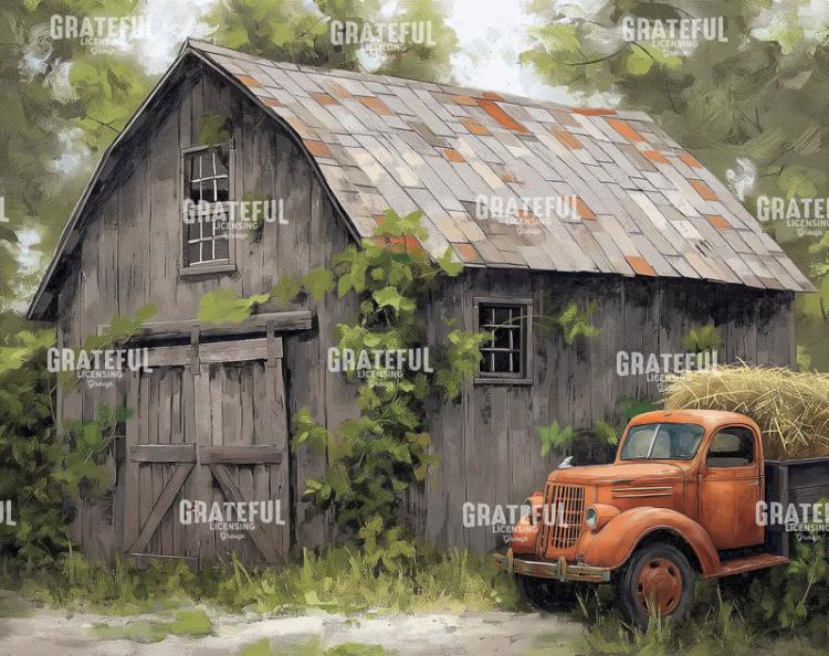Old Red Truck and Barn