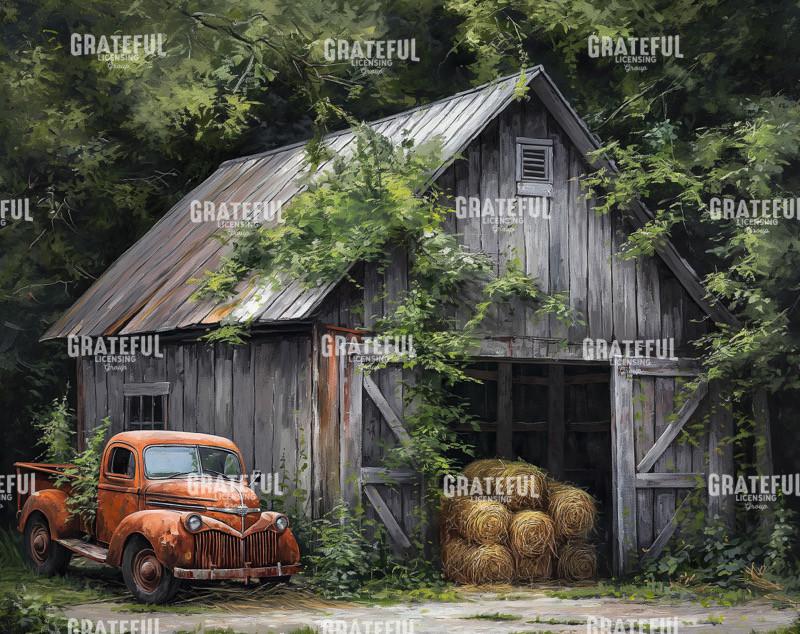 Red Truck and Old Barn
