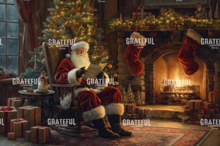 Santa Reading in a Rocking Chair