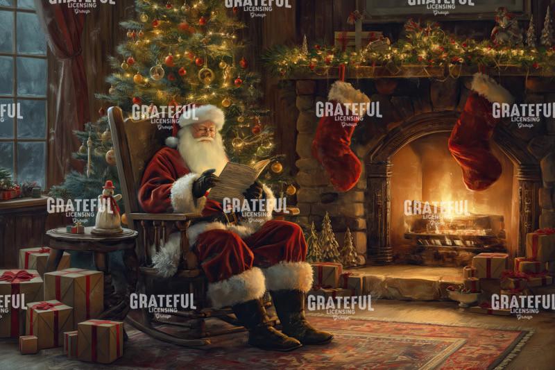 Santa Reading in a Rocking Chair