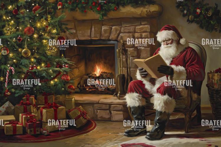 Santa Reading by the Fire