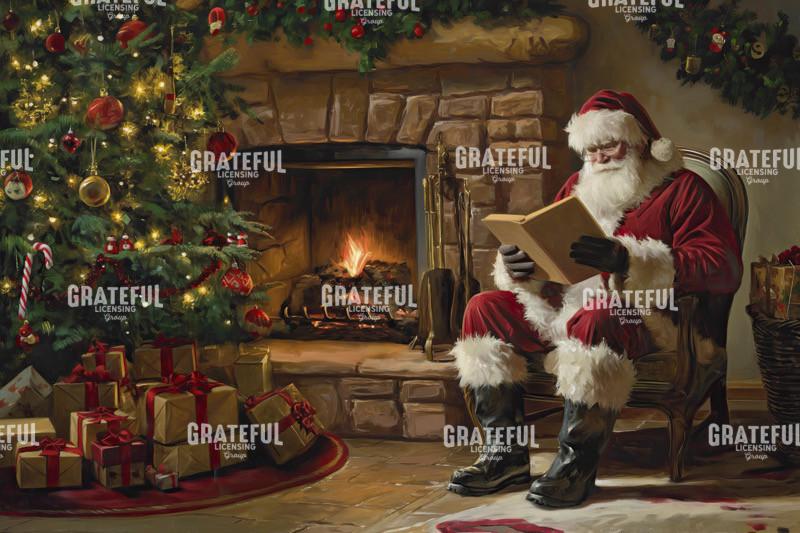 Santa Reading by the Fire