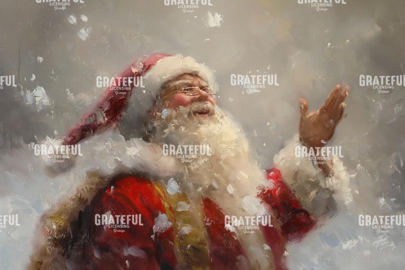 Santa Excited by the Snowfall