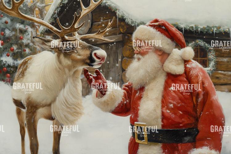Santa with Reindeer Close Up