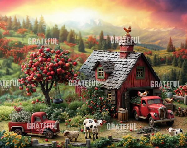 Miniature Farm, Apple Orchard Sunset