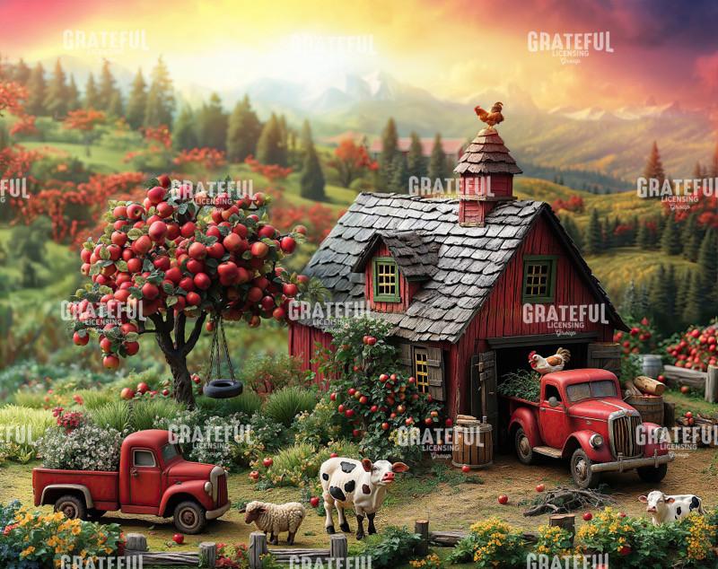 Miniature Farm, Apple Orchard Sunset