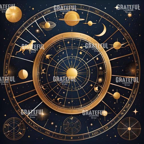 Celestial Blue and Gold Abstract Zodiac Rings