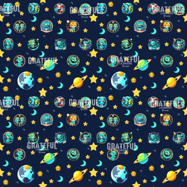 Cute Baby Zodiac Seamless Pattern