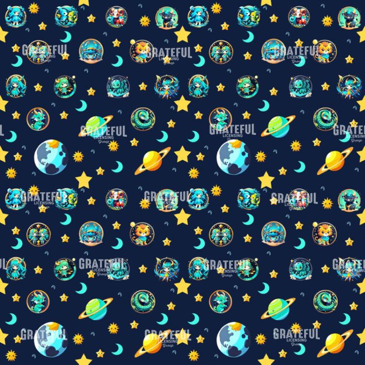 Cute Baby Zodiac Seamless Pattern