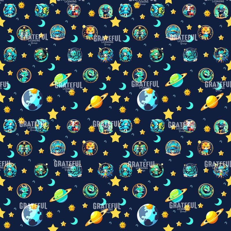 Cute Baby Zodiac Seamless Pattern