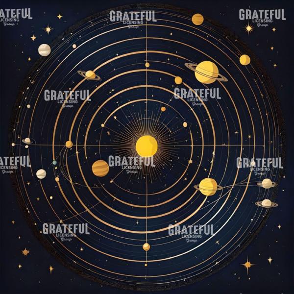 Blue and Gold Center Sun Solar System