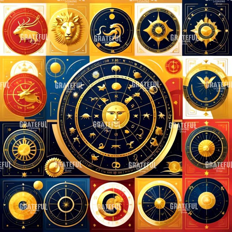 Abstract Modern Planetary Zodiac Art