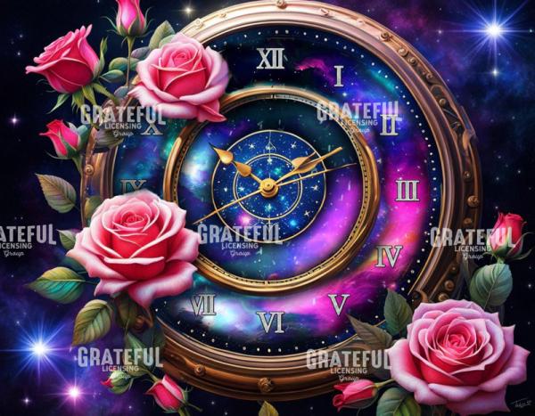 Galaxy Clock and Roses