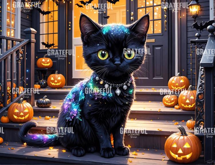 Mystical Halloween Black Cat