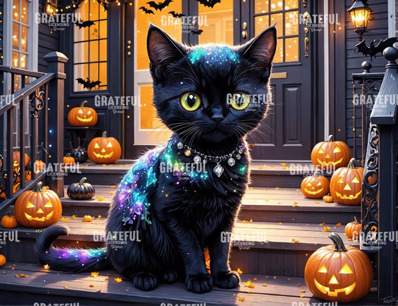 Mystical Halloween Black Cat
