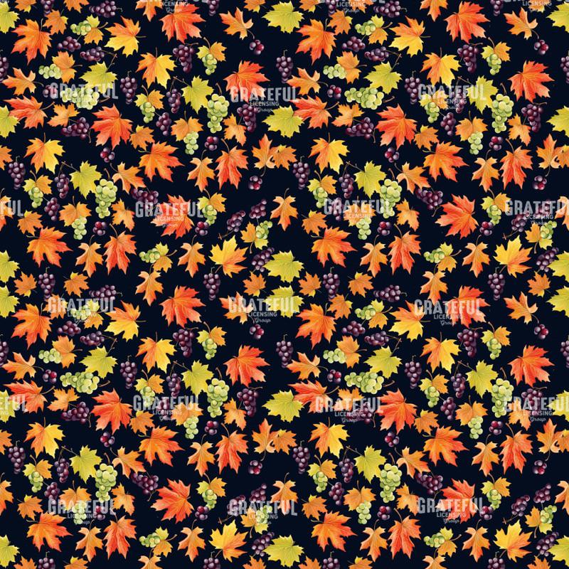 Autumn Leaves and Grapes Seamless pattern